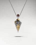 Kitsune Samurai Necklace / Brooch Pin With Garnet