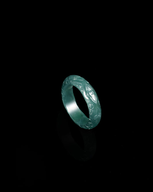 Quatrefoil Ring In Blue Guatemalan Jade