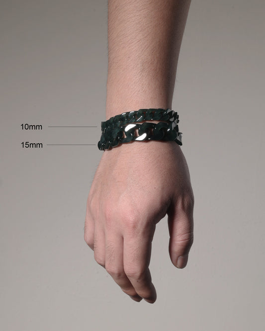 Classical Cuban Bracelet In Icy Green Guatemalan Jade