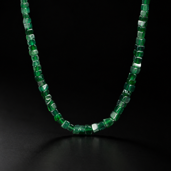 Block Frost Necklace In Icy Emerald Green Guatemalan Jade - JadeChains