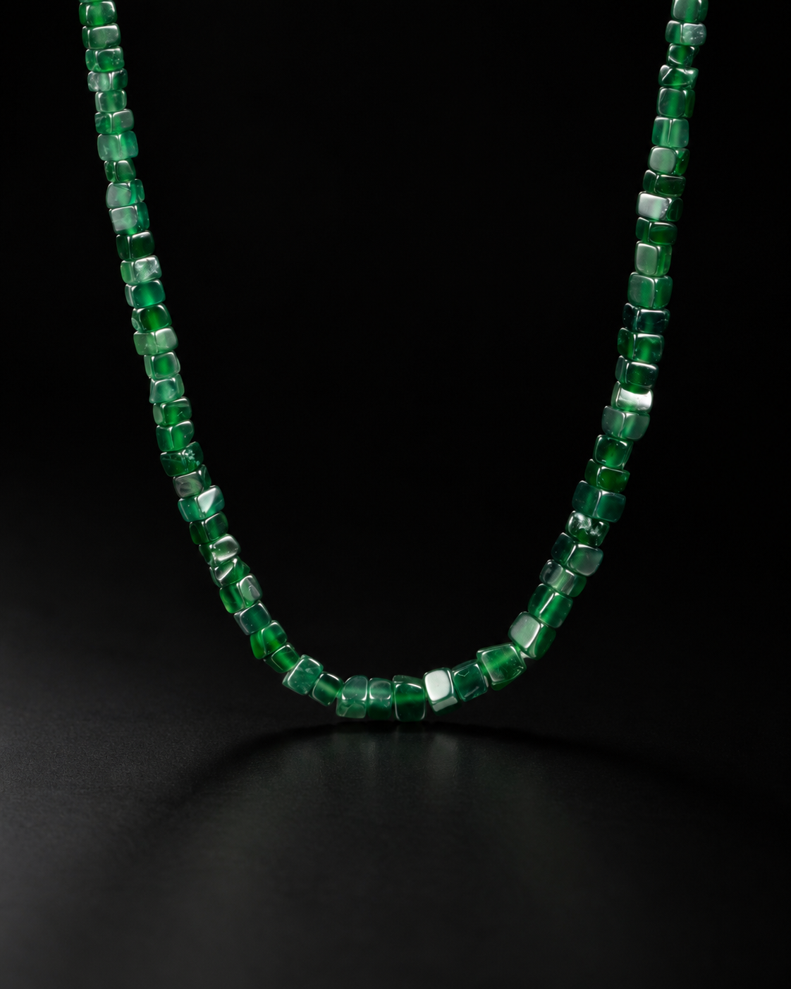 Block Frost Necklace In Icy Emerald Green Guatemalan Jade - JadeChains