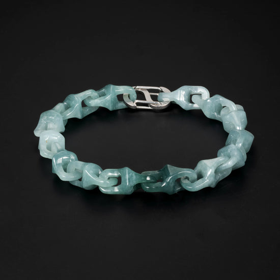 Veridian Vertebrae Bracelet In Mayan Blue Jade - JadeChains
