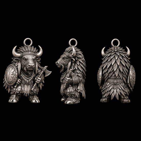 Bison Warrior Charm Pendant - JadeChains