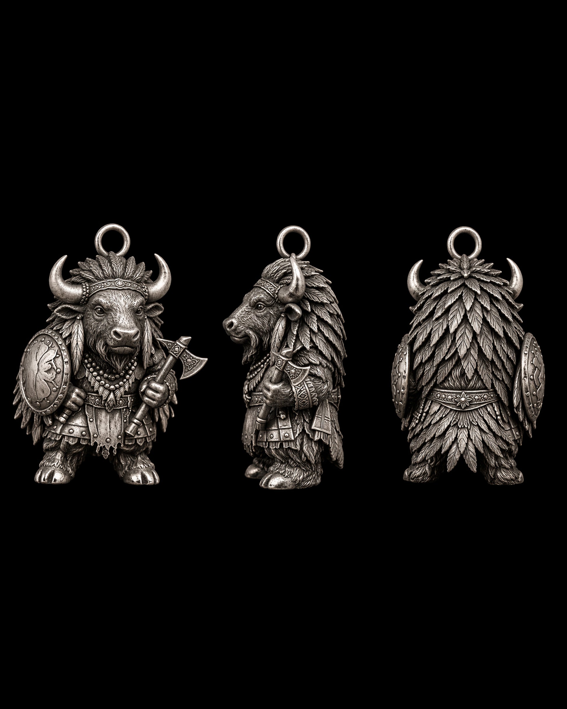 Bison Warrior Charm Pendant - JadeChains