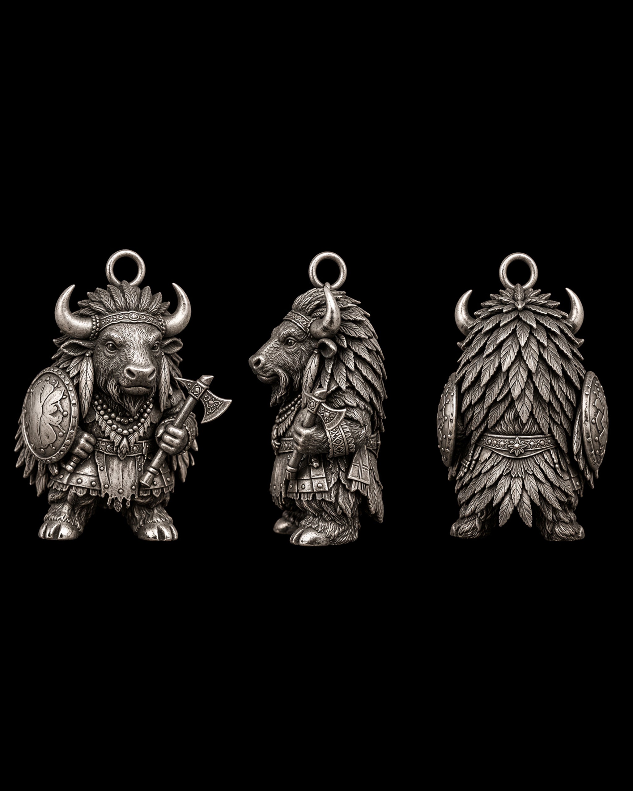 Bison Warrior Charm Pendant