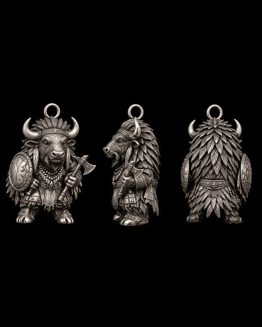 Bison Warrior Charm Pendant - JadeChains