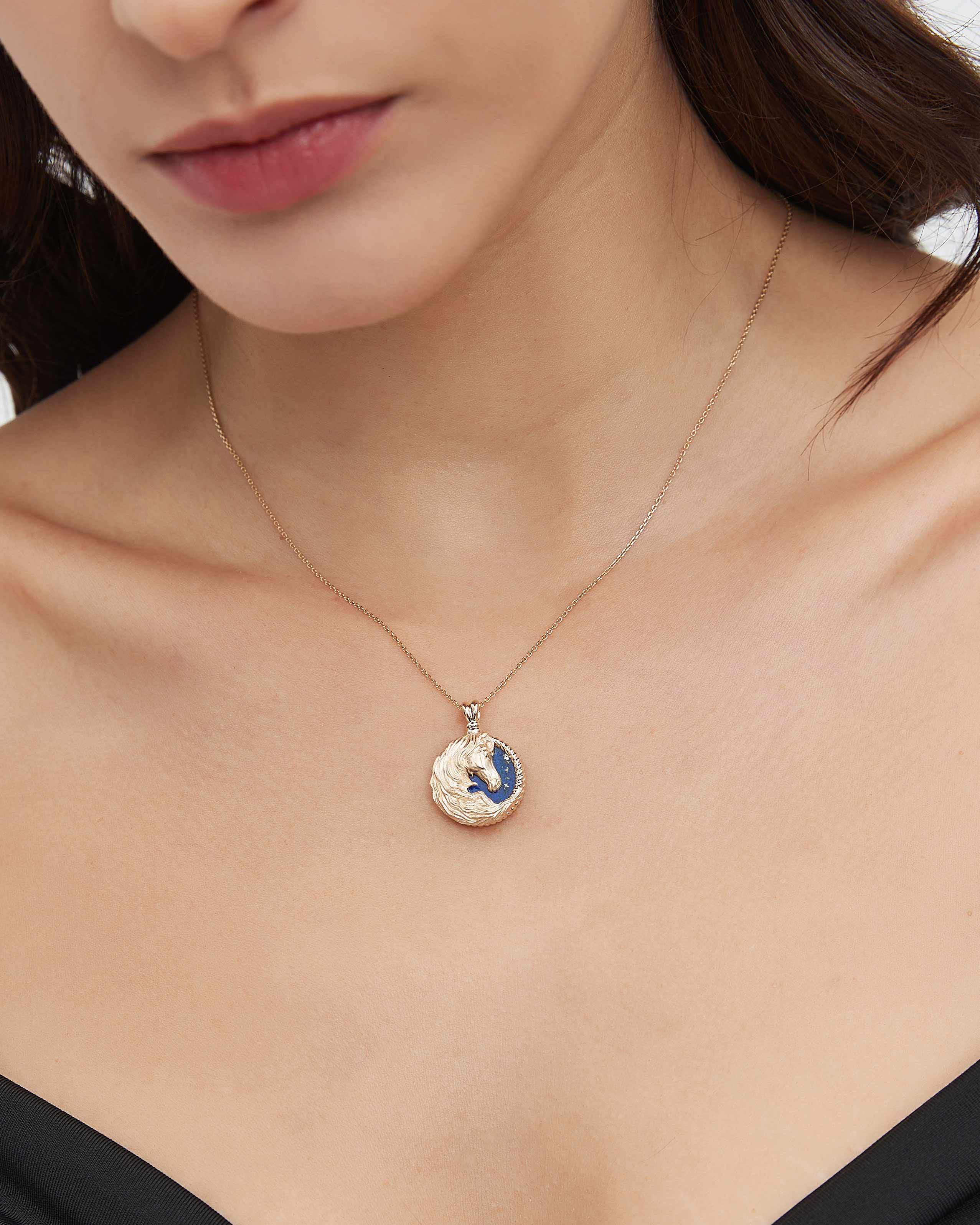 Horse Sculpture Pendant With Lapis Lazuli