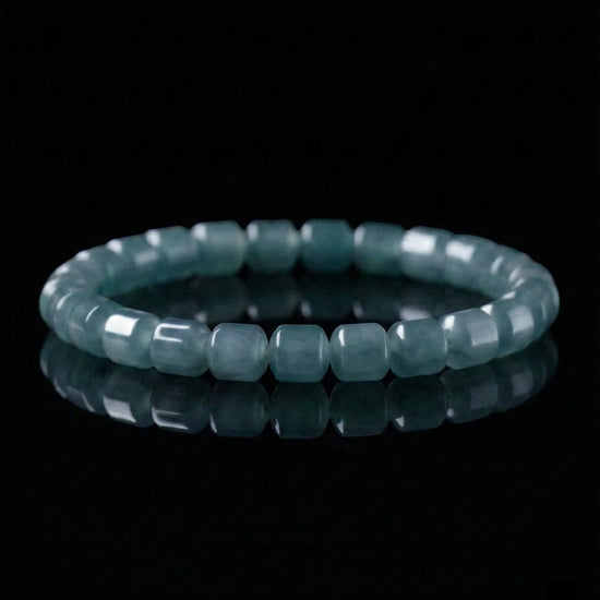 Glacial Tides Bracelet In Barrel-Cut Guatemalan Blue Jade - JadeChains