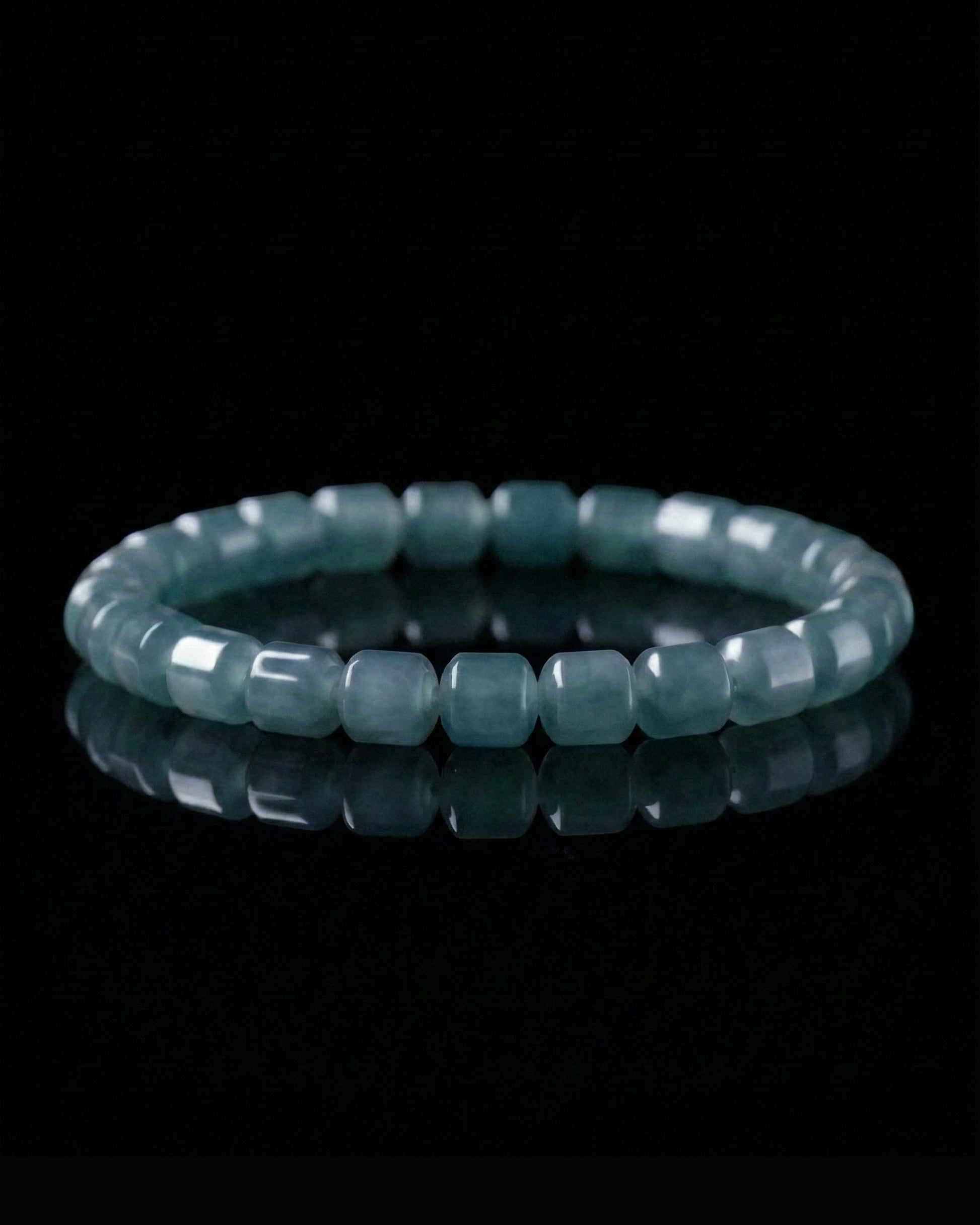 Glacial Tides Bracelet In Barrel-Cut Guatemalan Blue Jade - JadeChains