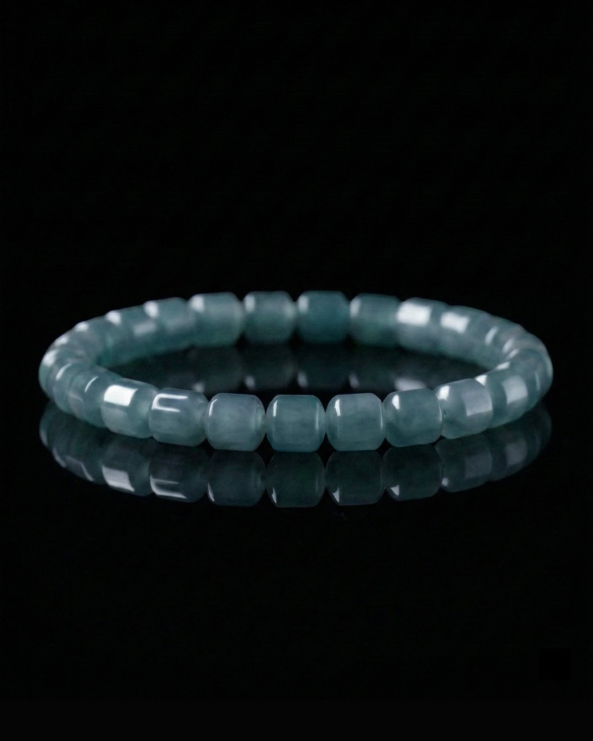 Glacial Tides Bracelet In Barrel-Cut Guatemalan Blue Jade
