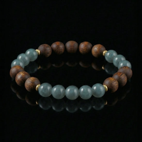 Glacial Earth Bracelet In Guatemalan Blue Jade And Agarwood - JadeChains
