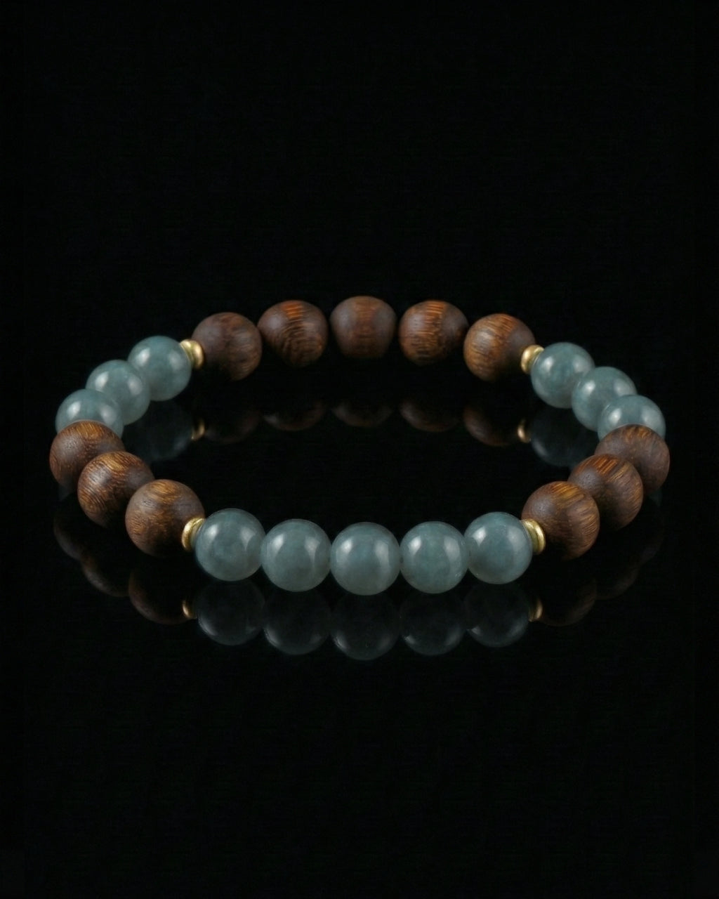 Glacial Earth Bracelet In Guatemalan Blue Jade And Agarwood