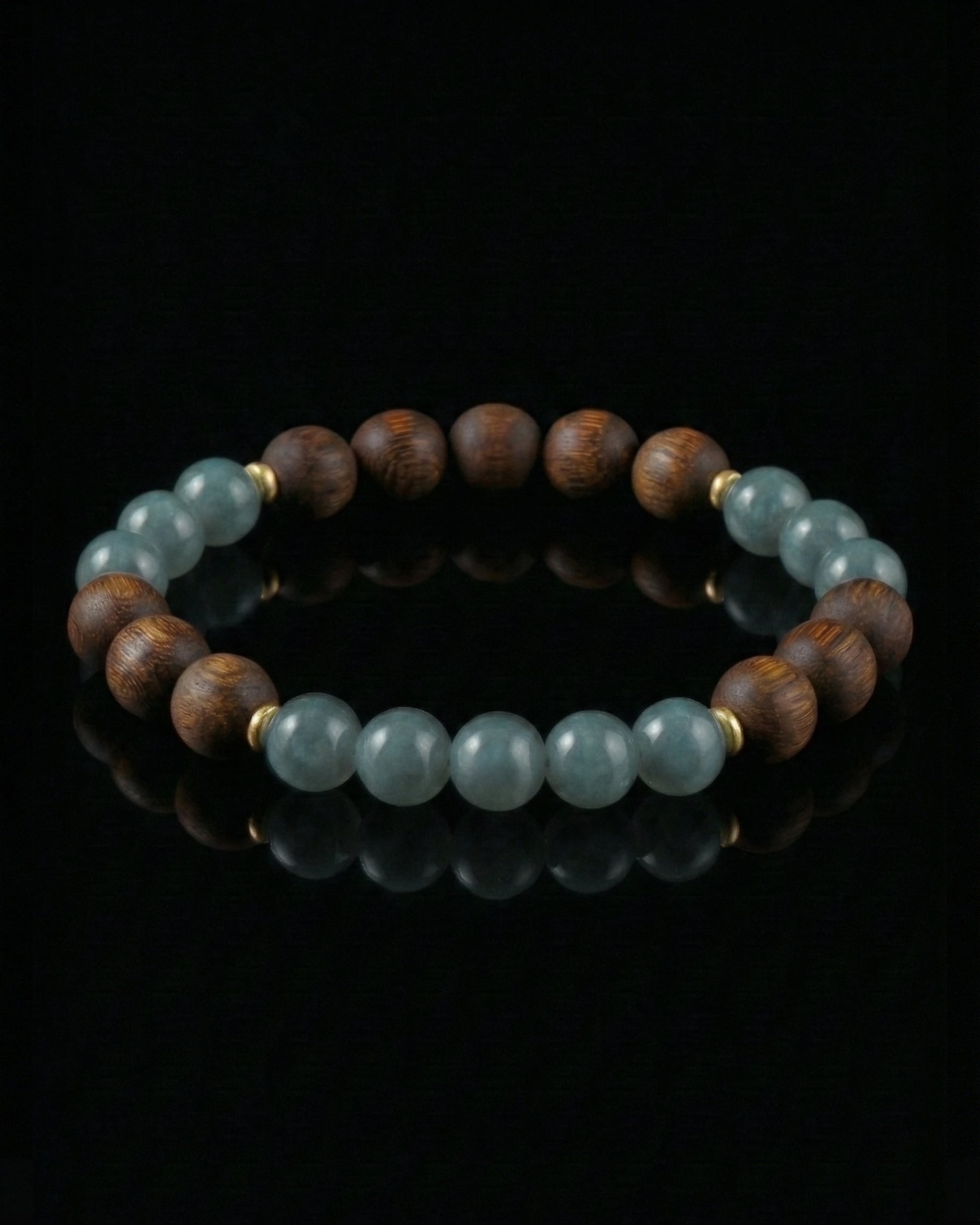 Glacial Earth Bracelet In Guatemalan Blue Jade And Agarwood - JadeChains