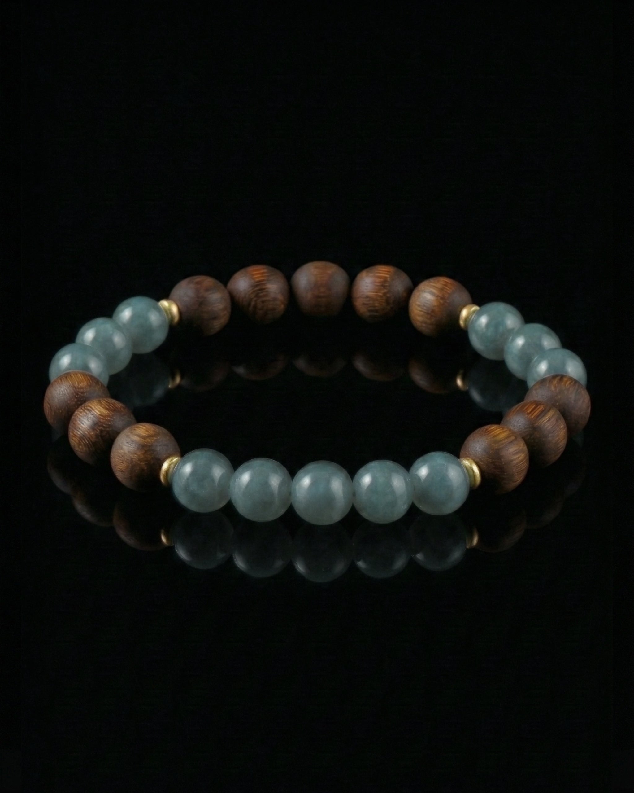 Glacial Earth Bracelet In Guatemalan Blue Jade And Agarwood