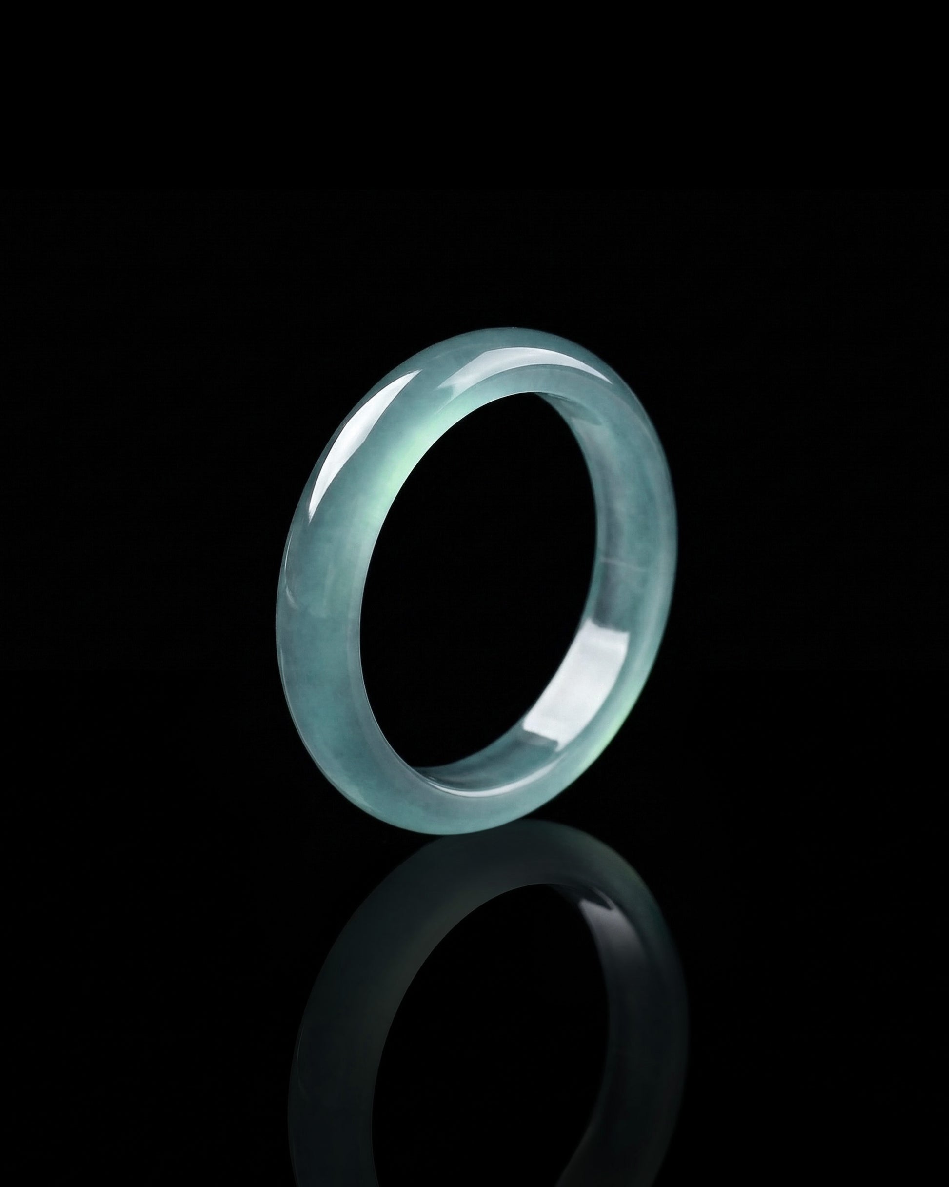 Glacial Halo Ring In Guatemalan Blue Jade - JadeChains