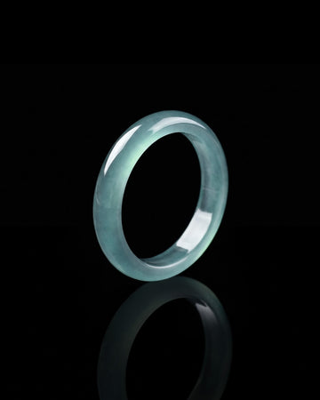 Glacial Halo Ring In Guatemalan Blue Jade - JadeChains