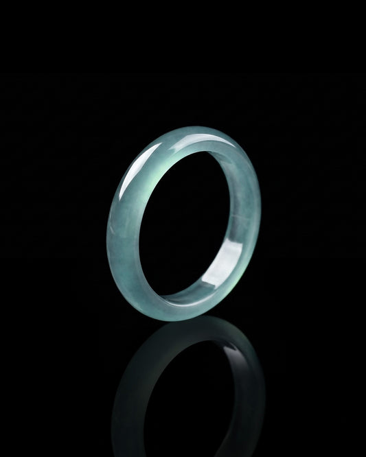 Glacial Halo Ring In Guatemalan Blue Jade - JadeChains