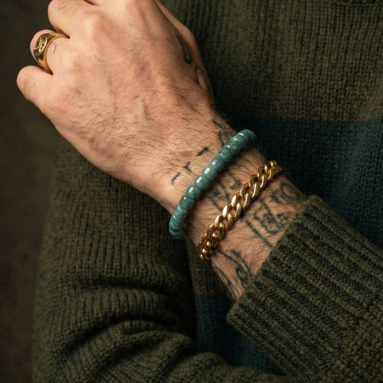 Glacial Tides Bracelet In Barrel-Cut Guatemalan Blue Jade - JadeChains