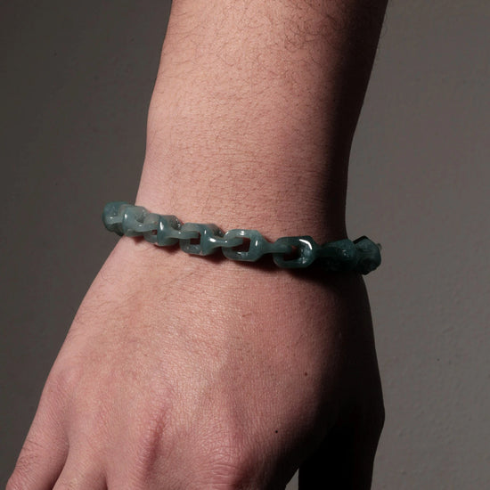 Veridian Vertebrae Bracelet In Mayan Blue Jade - JadeChains