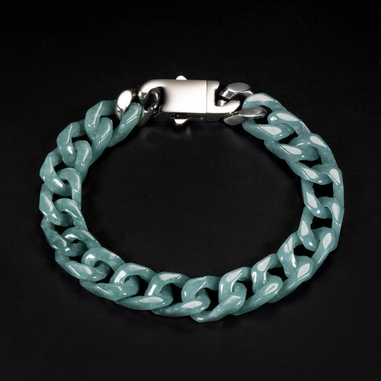 One Piece Cuban Chain In Green Jade - JadeChains