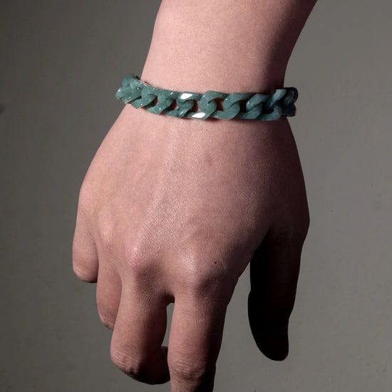 One Piece Cuban Chain In Green Jade - JadeChains