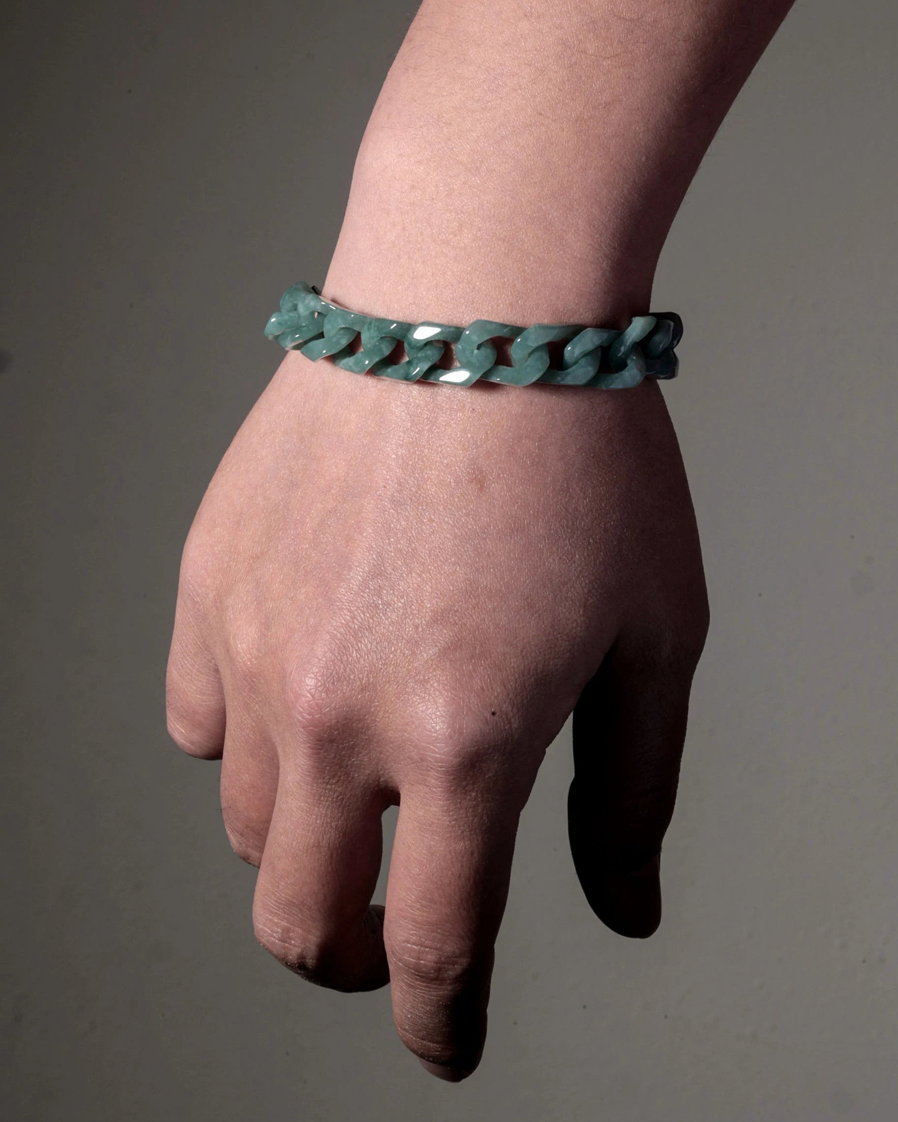One Piece Cuban Chain In Green Jade - JadeChains