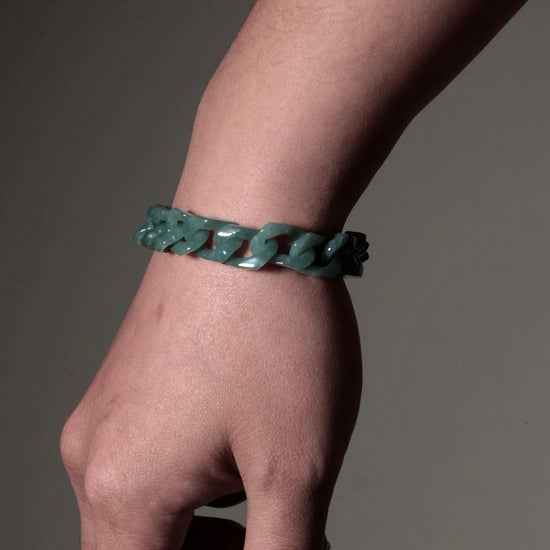 One Piece Cuban Chain In Green Jade - JadeChains