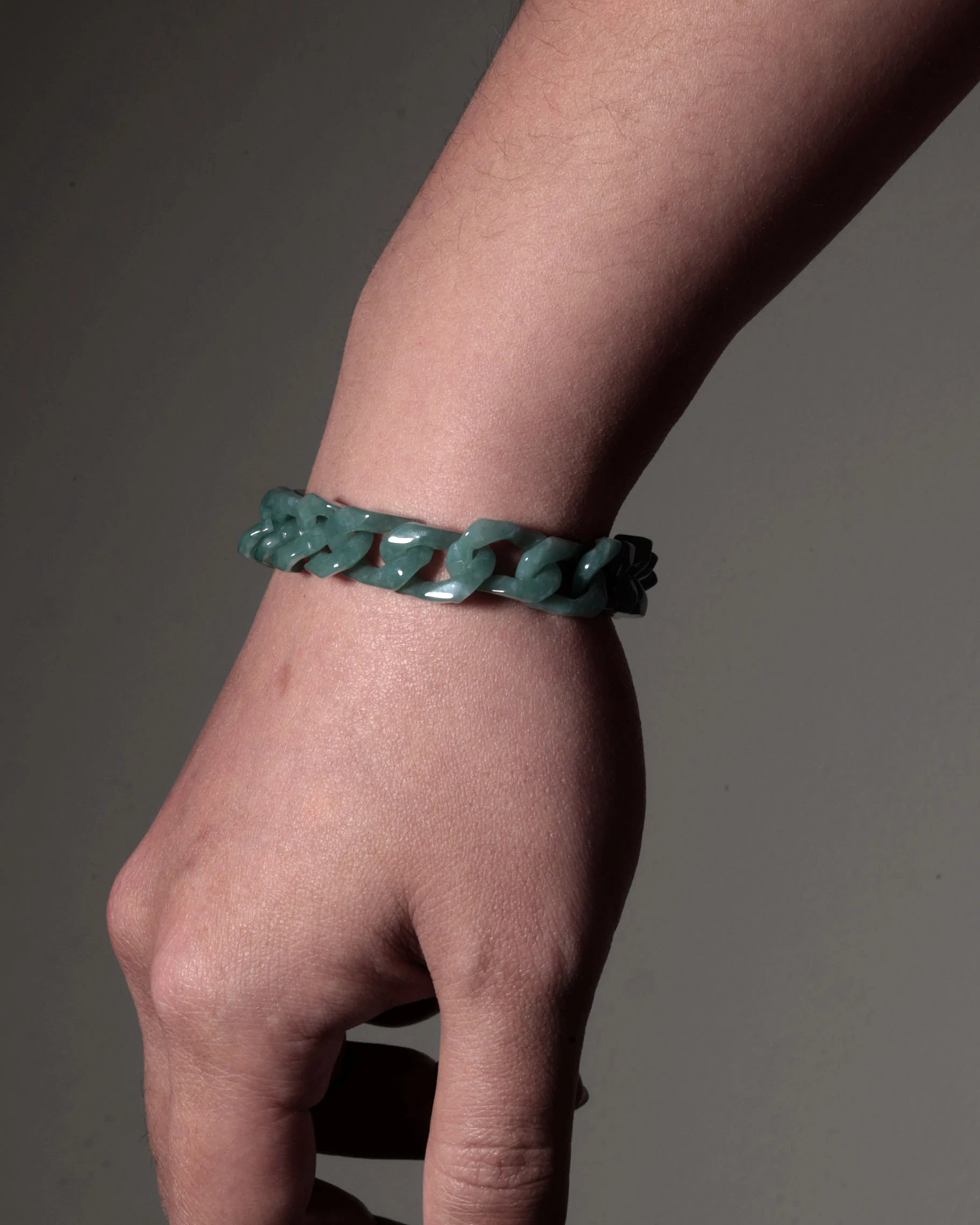 One Piece Cuban Chain In Green Jade - JadeChains
