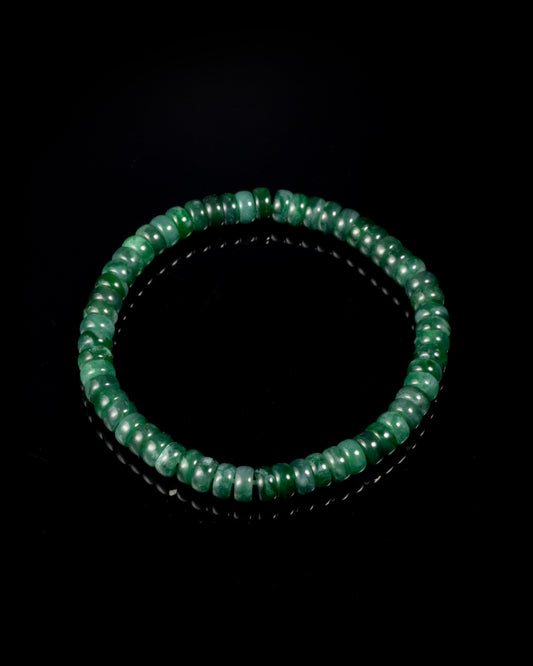 Drum Beads Bracelet In Imperial Green Guatemalan Jade - JadeChains