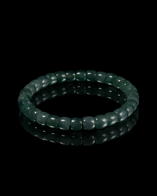 Classic Beads Bracelet In Barrel-Cut Blue Guatemalan Jade