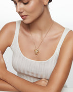 Hannya Mask Pendant Necklace With Garnet