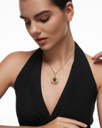 Twin Panthers Medallion Pendant Necklace With Mayan Jade