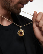 Twin Panthers Medallion Pendant Necklace With Mayan Jade