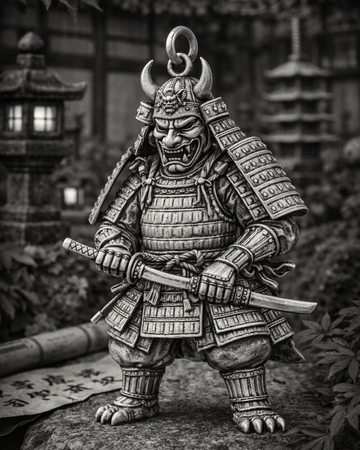 Hannya Samurai Charm Pendant - JadeChains