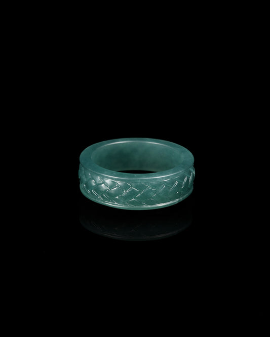 Weave Ring In Blue Guatemalan Jade