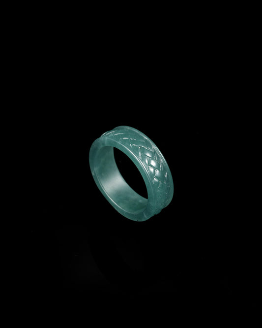 Weave Ring In Blue Guatemalan Jade