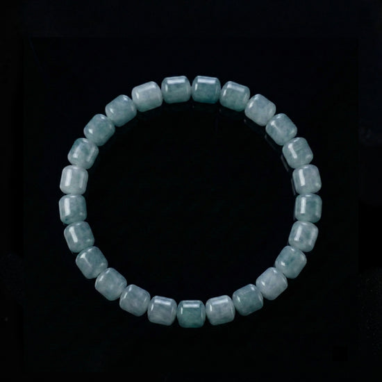 Glacial Tides Bracelet In Barrel-Cut Guatemalan Blue Jade - JadeChains