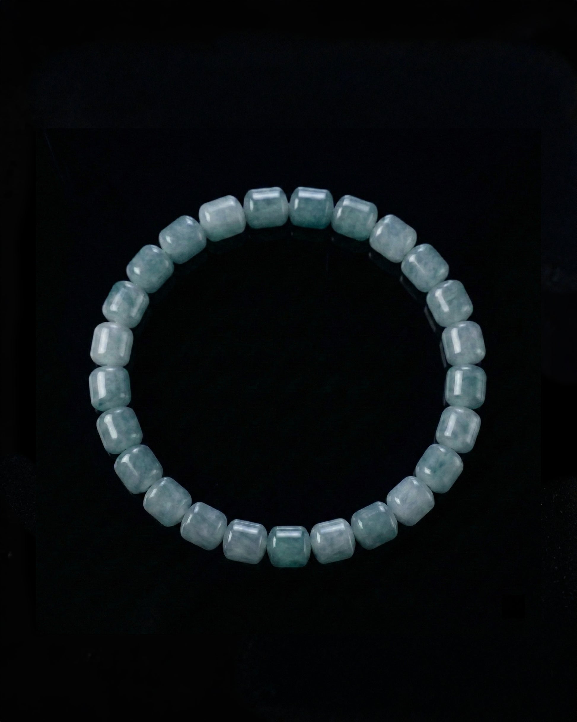Glacial Tides Bracelet In Barrel-Cut Guatemalan Blue Jade - JadeChains