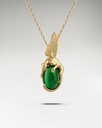 Winged Leopard Pendant With Mayan Jade