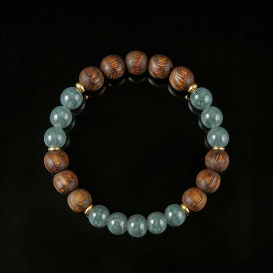 Glacial Earth Bracelet In Guatemalan Blue Jade And Agarwood - JadeChains