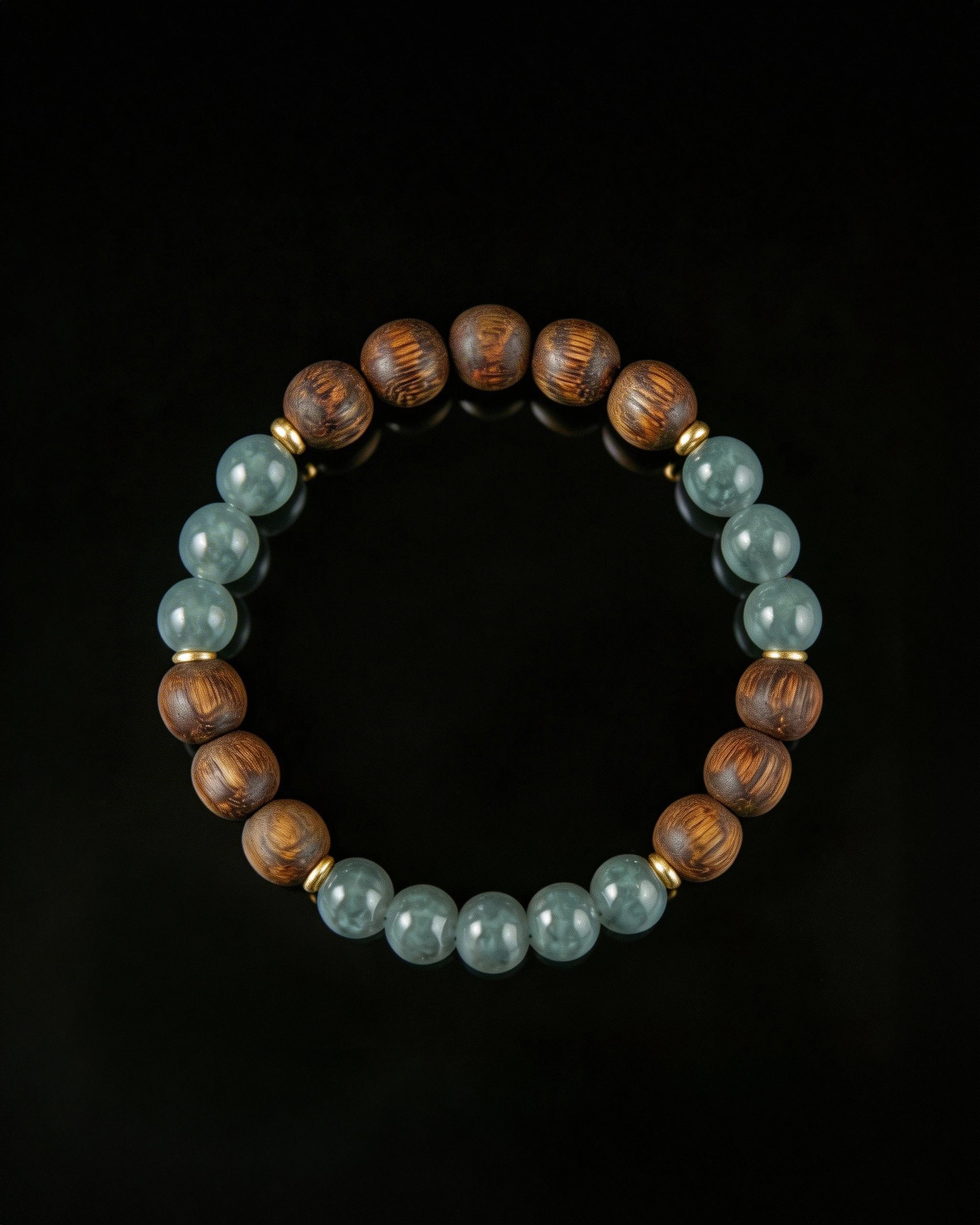 Glacial Earth Bracelet In Guatemalan Blue Jade And Agarwood