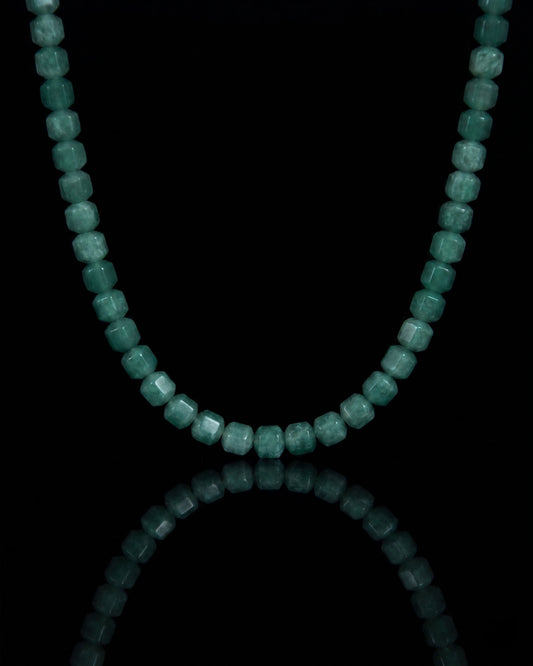 Faceted Barrel Bead Necklace In Guatemalan Jade - JadeChains