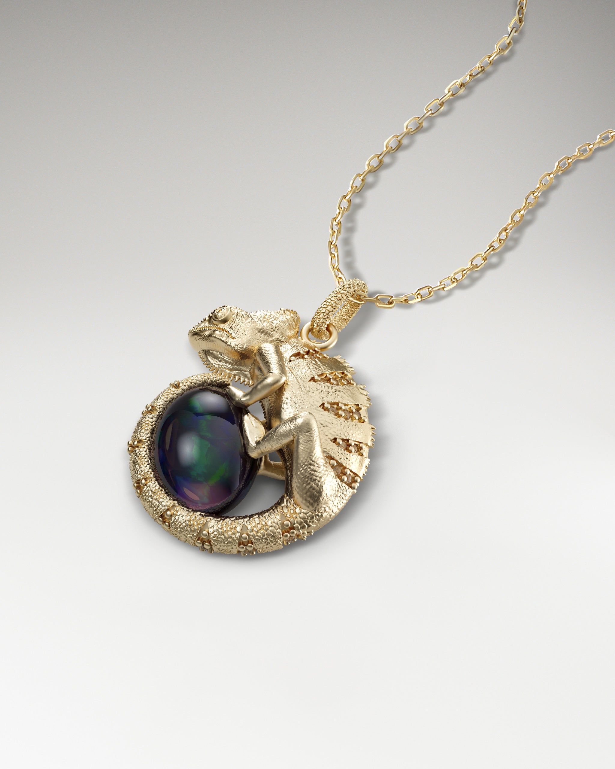 Chameleon’s Embrace Pendant With Opal