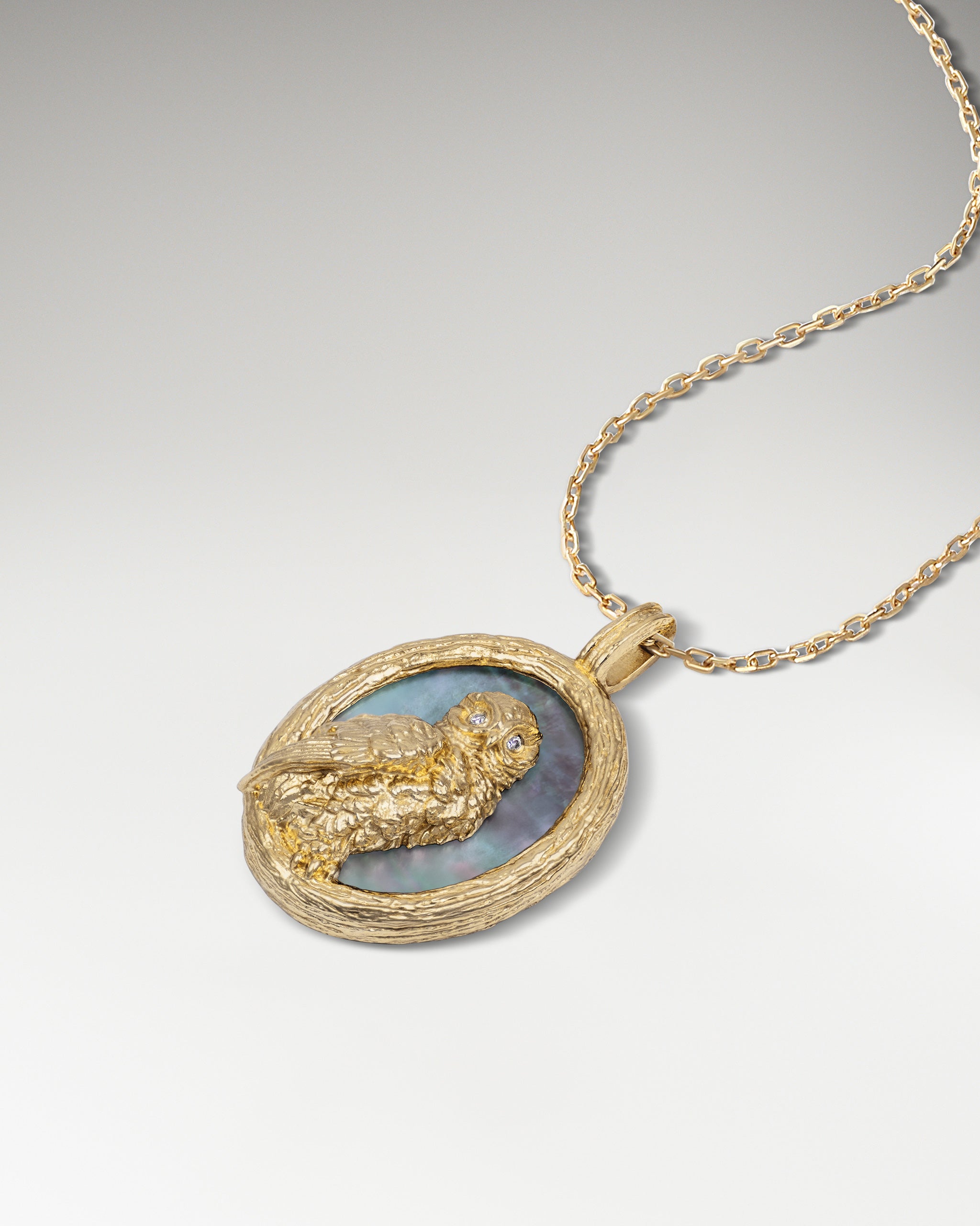 Forest Elf Necklace Pendant With Black Nacre