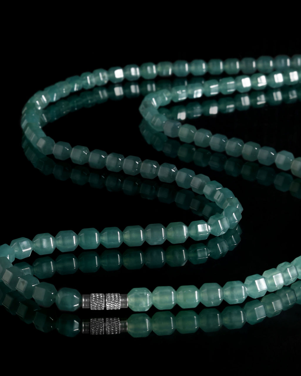 Faceted Barrel Bead Necklace In Guatemalan Jade