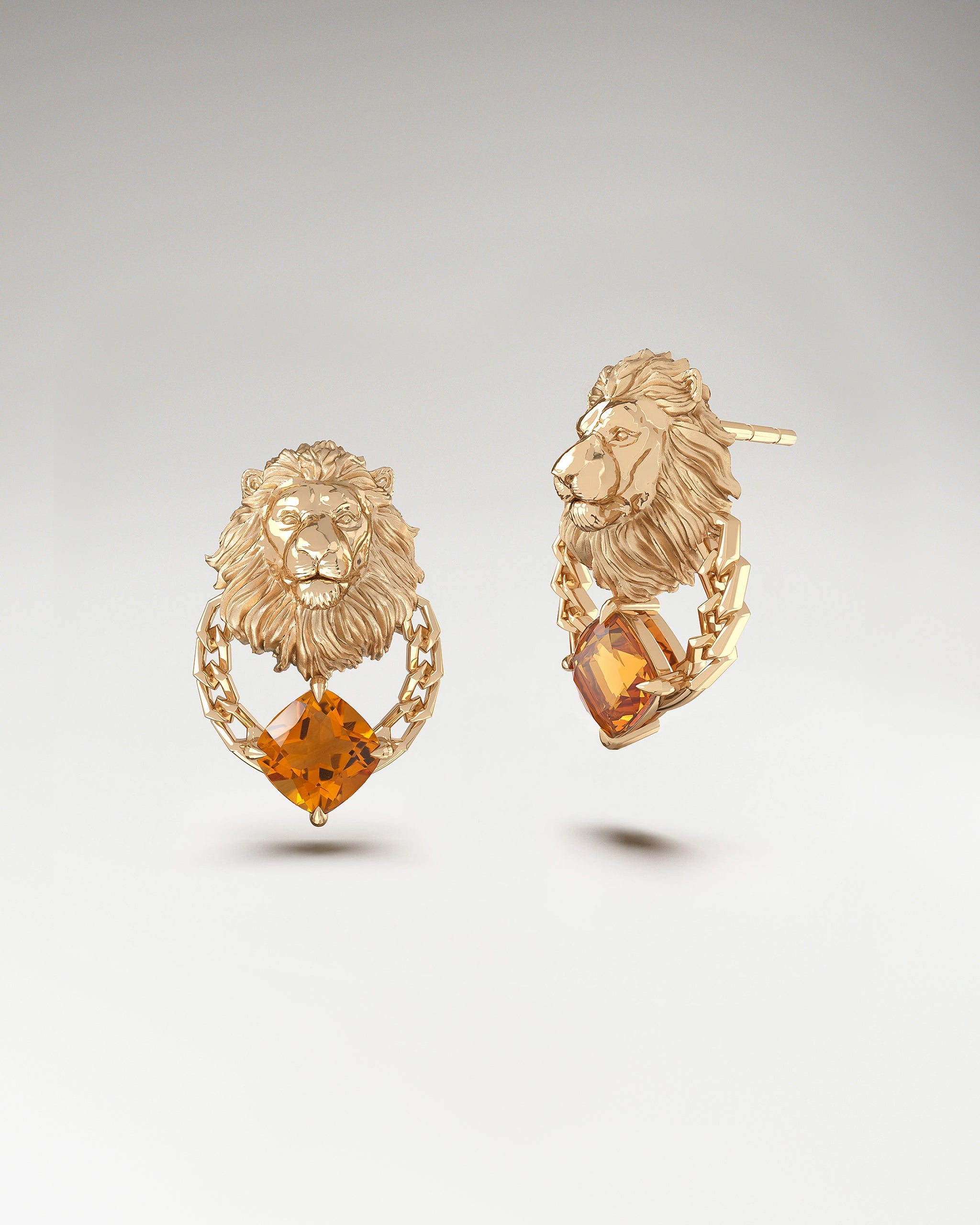 The Leo Stud Earrings With Citrine
