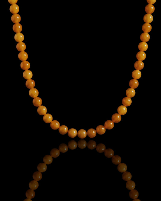 Round Bead Necklace In Yellow Jade - JadeChains
