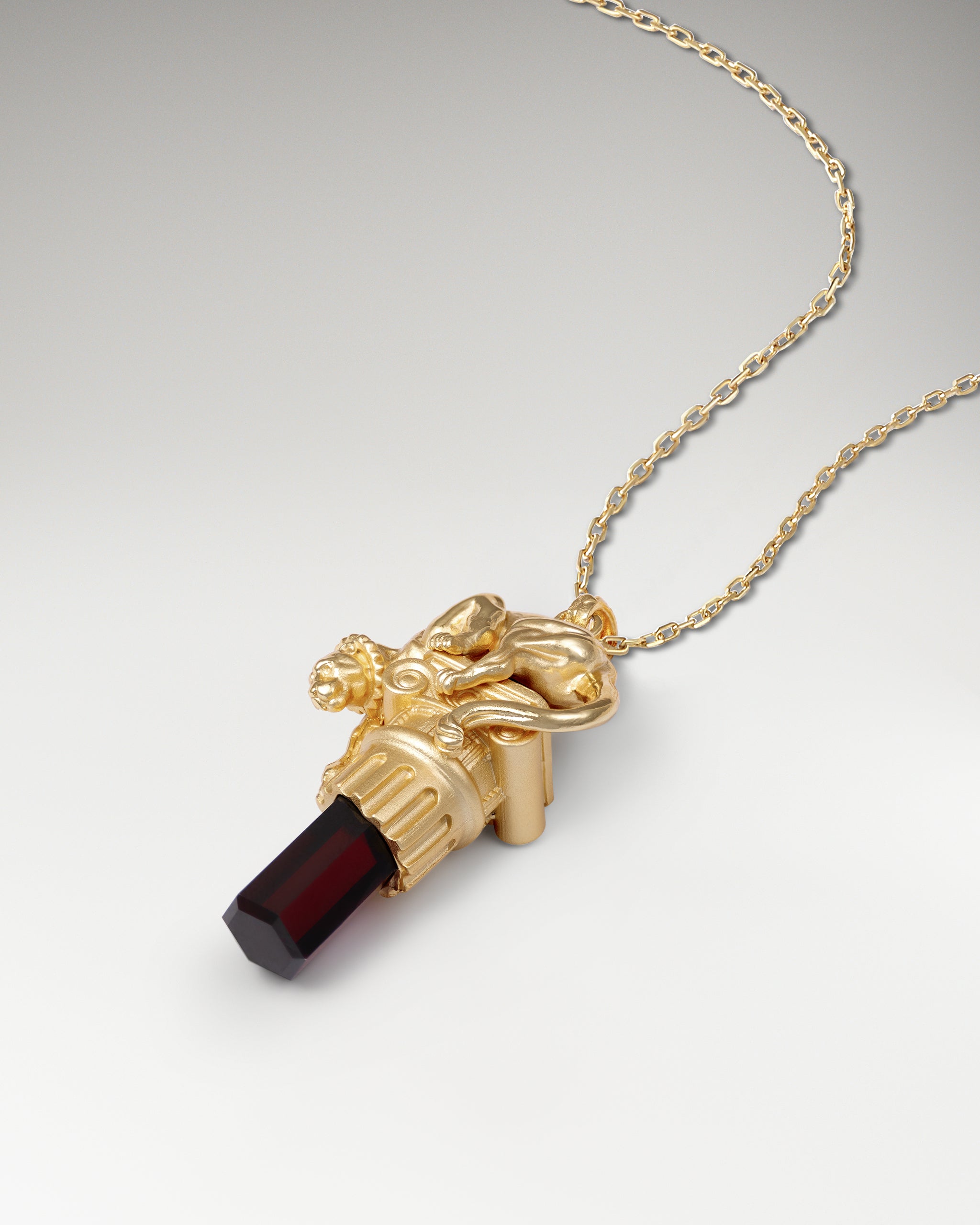 Panther's Gaze Pendant Necklace With Lab Ruby