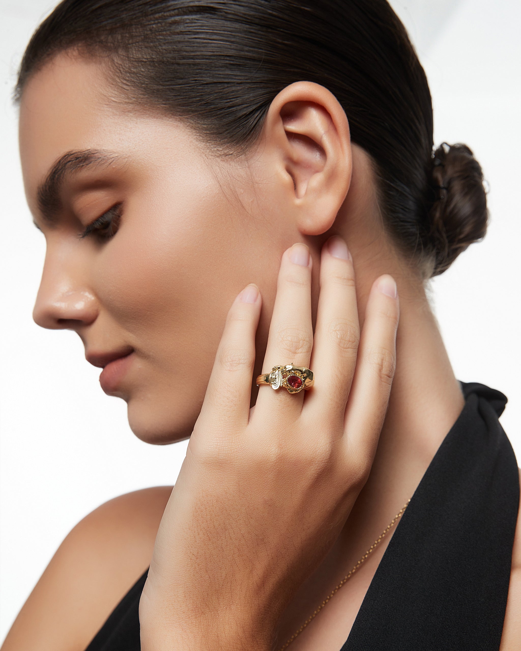 Dusk Guardian Ring With Lab Ruby