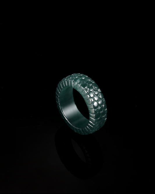 Dragon Scale Ring In Blue Guatemalan Jade